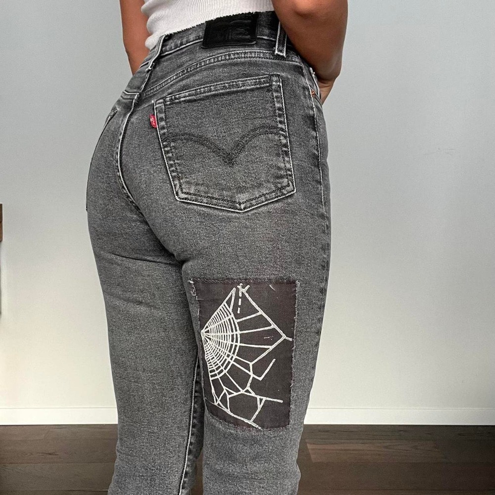 Crust punk patch jeans